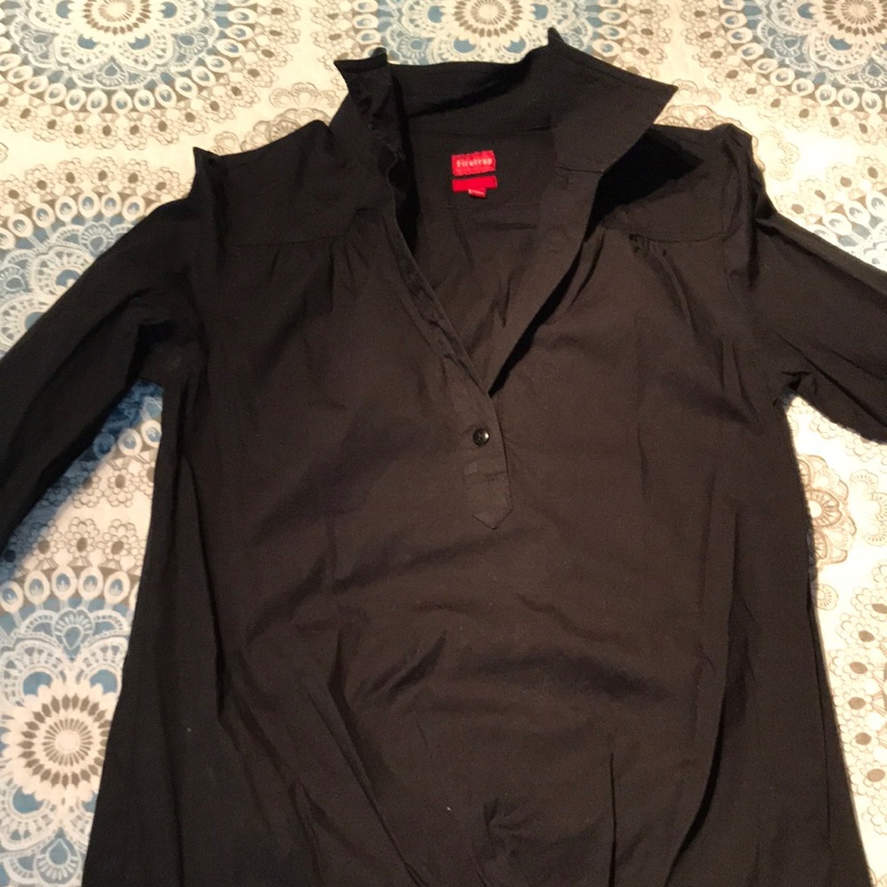 Black casual blouse with cute tie at waist